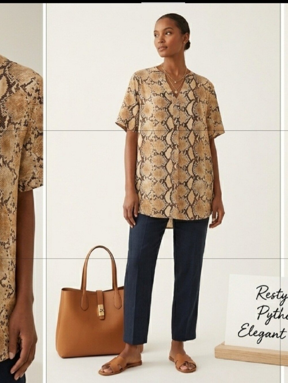 H&M Brown Snake Print Midi Dress